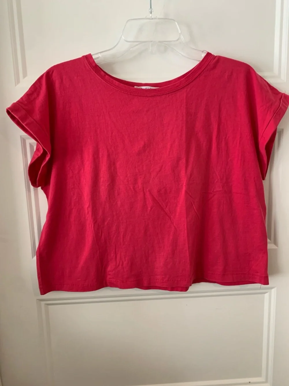 ZARA , women's top fushia pink Sleeve Crop Top -Small - Picture 3 of 3